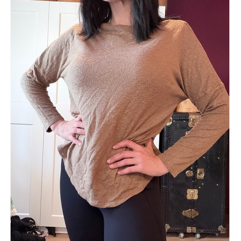 brown boatneck lightweight sweater